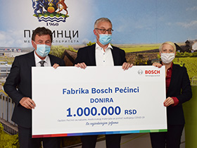 Бош донирао милион динара Општини Пећинци