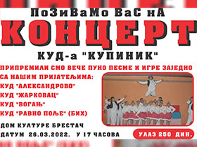 „Купиник “ и пријатељи наступају у Брестачу