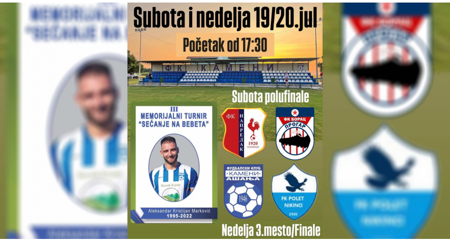 За викенд у Ашањи турнир Сећање на Бебета